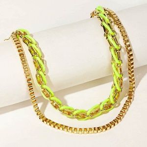 Bright Neon Yellow Layered Chain